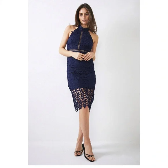 Bardot | Dresses | Nwt Bardot Halter Gemma Midi Lace Cocktail Dress |  Poshmark